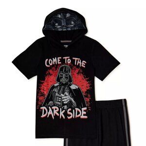 Darth Vader Hooded T-Shirt & Shorts Set (Boy's), 2-Piece, Size 4 - NEW